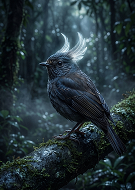 Mystical Bird with Glowing Crest