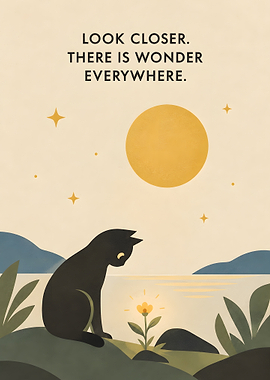 Wonder Everywhere Cat Illustration