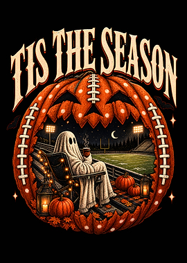 Tis The Season Football Ghost Illustration
