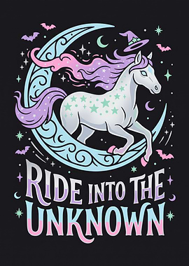 Witchy Unicorn Moon Illustration