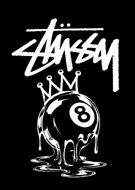 Stussy 8-Ball Crown Logo Graphic