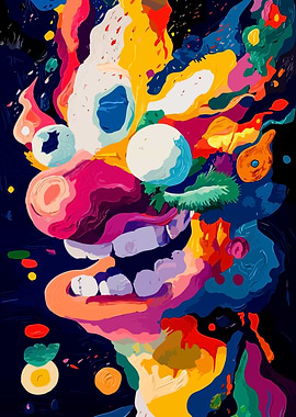 Abstract Colorful Clown Face Portrait