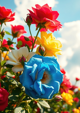 Vibrant Multicolored Rose Garden