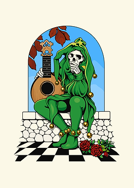 Skeleton Jester with Lute