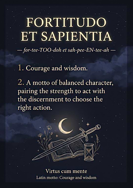 Fortitudo et Sapientia Latin Motto Poster