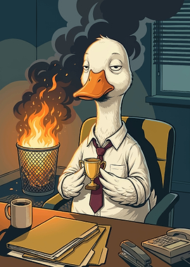 Burnout Office Duck with Trophy