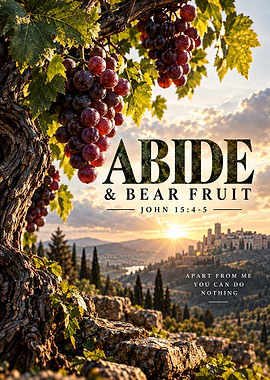 Abide and Bear Fruit — Vineyard Sunset Christian Art