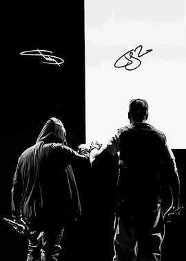 Eminem and Jay Z Black and White Portrait