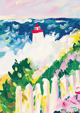 Impressionist Lighthouse Coastal Painting