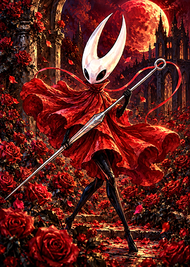 Hornet from Hollow Knight in Roses