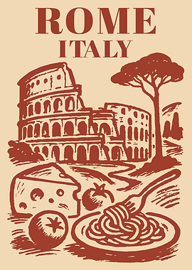 Vintage Rome Italy Travel Poster
