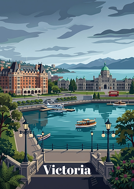 Victoria British Columbia Travel Poster