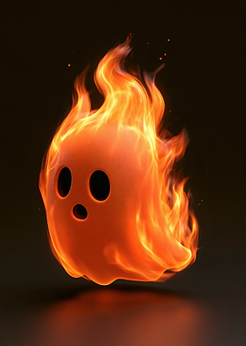 Cute Flaming Ghost Character