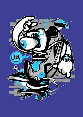 Lakai Skateboarding Cartoon Character Graphic