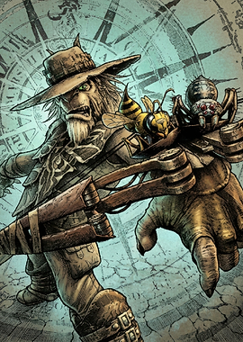 Anthropomorphic Hunter with Insects