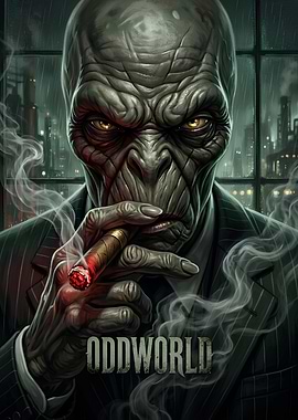 Oddworld Glukkon Smoking Cigar Portrait