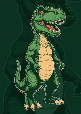 Stylized Green T-Rex Illustration