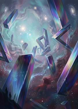 Floating Iridescent Monoliths in Space
