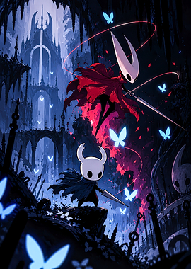 Hollow Knight and Hornet Battle Scene