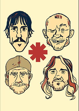 Red Hot Chili Peppers Caricature Illustration