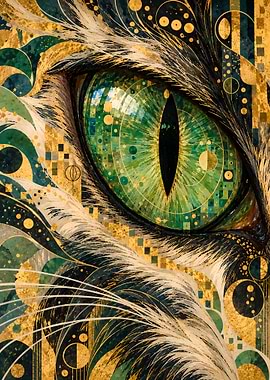 Golden Art Nouveau Cat Eye