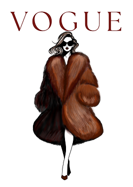 Vogue Fashion Illustration with Fur Coat