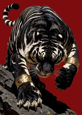 Majestic Black Tiger with White Stripes