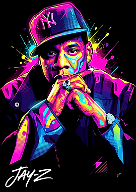 Neon Pop Art Portrait of Jay-Z
