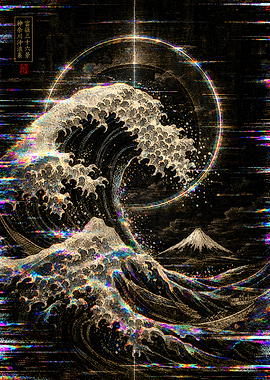 The Great Wave Glitch Art