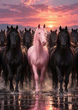 Pink Horse Leading Black Herd