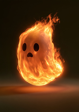 Cute Ghost Engulfed in Flames