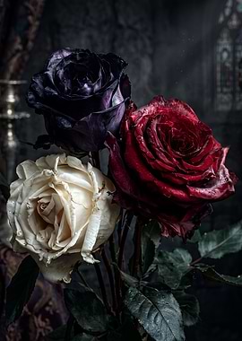 Gothic Trio of Roses