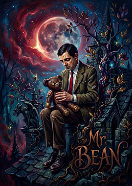 Mr. Bean and Teddy Fantasy Art