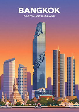 Bangkok Cityscape Travel Poster
