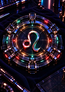 Futuristic Leo Zodiac Symbol Emblem