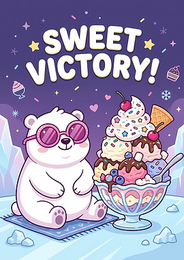 Cute Polar Bear With Ice Cream