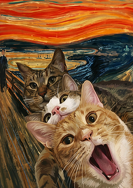Cat Scream Funny Art Poster