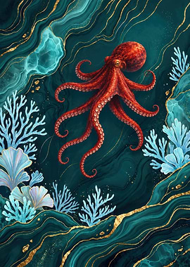 Kintsugi Red Pacific Octopus