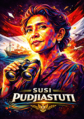 Susi Pudjiastuti Low Poly Portrait