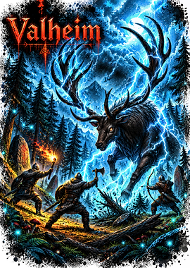 Valheim Eikthyr Boss Battle Illustration