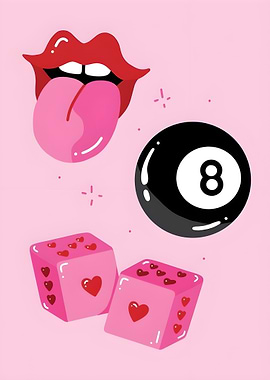 Playful Pop Art Dice and Lips