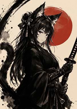 Cat-Eared Samurai Warrior Girl