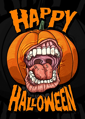 Screaming Pumpkin Happy Halloween Graphic