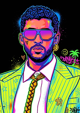 Bad Bunny Pop Art Portrait