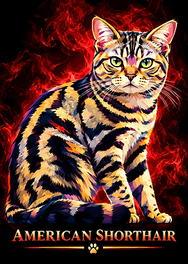 American Shorthair Cat Pop Art