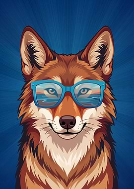 Cool Red Wolf Wearing Sunglasses
