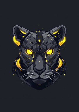 Cyberpunk Sleek Mecha Cheetah - Futuristic Neon Yellow Panther