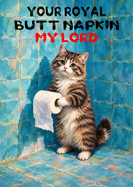 Funny Cat Holding Toilet Paper