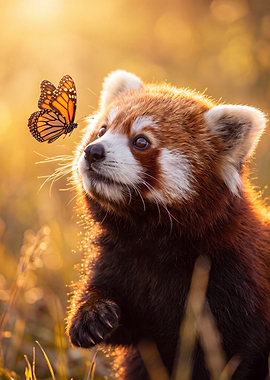 Red Panda and Monarch Butterfly