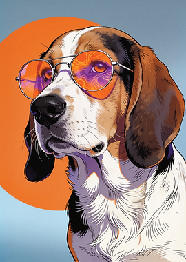 Cool Beagle Wearing Orange Sunglasses